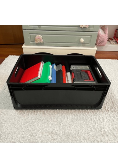 Alpbx 1.kalite Siyah Plastik Kasa 60x40x22 Cm - Kutu 44 Litre Siyah