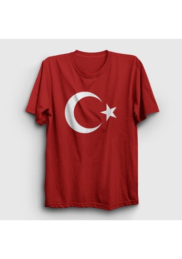 Nacar Store Unısex Kırmızı Ay Yıldızlı Baskılı T-shirt Kirmizi