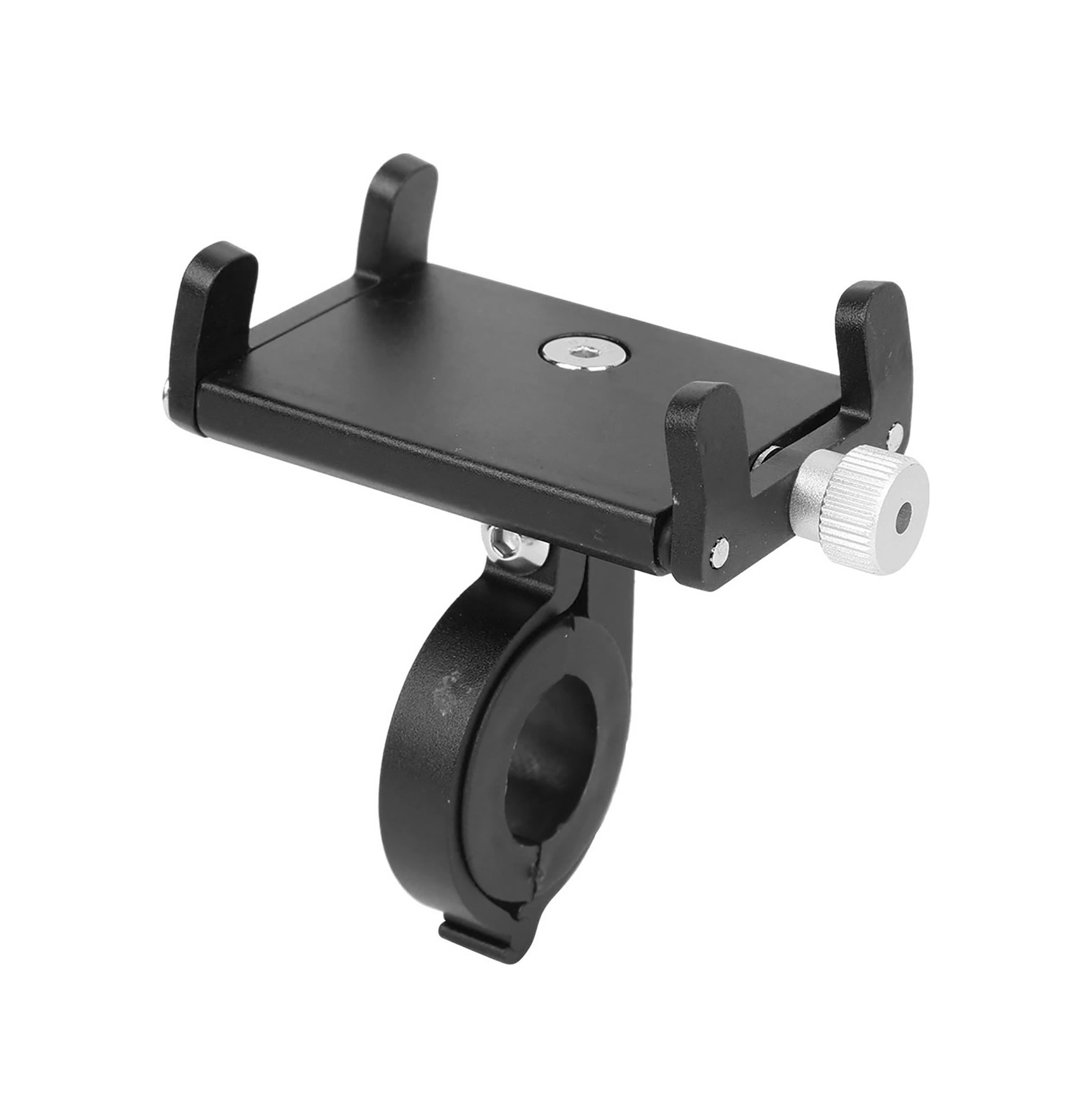 Vkemall Alüminyum Bisiklet Telefon Tutucu - Mekanik Kilitleme, 360 Döner, 3.5-6.5 İnç Telefonlar İçin, 18-31mm Direk Uyumlu, Siyah Siyah