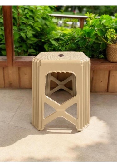 Karatay Orta Boy Plastik Mutfak, Banyo, Balkon Ve Bahçe Taburesi Krem