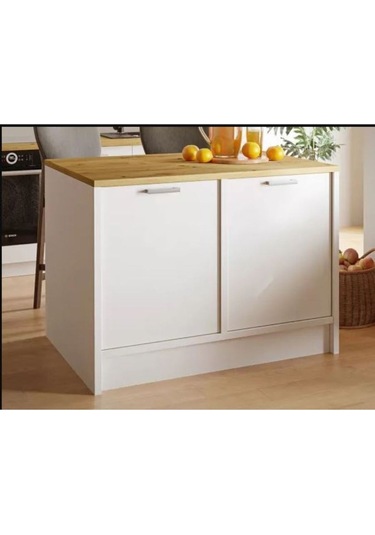 Bihter Mutfak Adası Alt Modül 100 Cm Beyaz Tezgah Dahil Beyaz