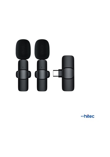 ScHitec K9 Type-C Çift Kablosuz Wireless HD Yaka Mikrofonu Siyah