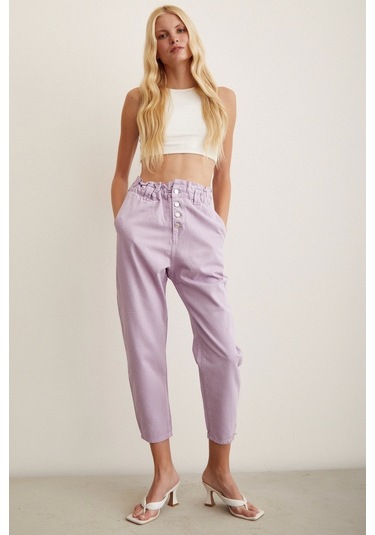 Never More Beli Lastikli Düğme Kapalı Boyfriend Jean Mor