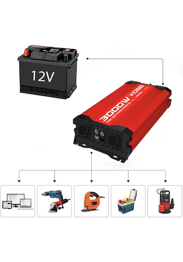 Kobb Kbn3000  12V-220V 3000Watt Tam Sinüs Dönüştürücü İnvertör