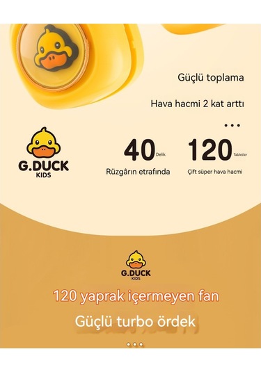 Soulader Sevimli Sarı Ördek Tasarımlı Taşınabilir Katlanabilir Usb İle Çalışan Mini Boyun Klipsli Serinletici Fan