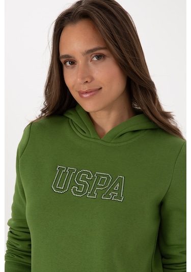 U.S. Polo Assn. Kadın Yeşil Şardonlu Kapüşonlu Basic Sweatshirt 50313566-VR054 U.S. Polo Assn. Kadın Yeşil Şardonlu Kapüşonlu Basic Sweatshirt 50313566-VR054