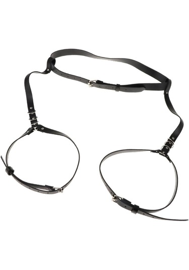 Suntek Bayan Deri Jartiyer Kemer Bel Bandı Clubwear Demeti Askısı Siyah