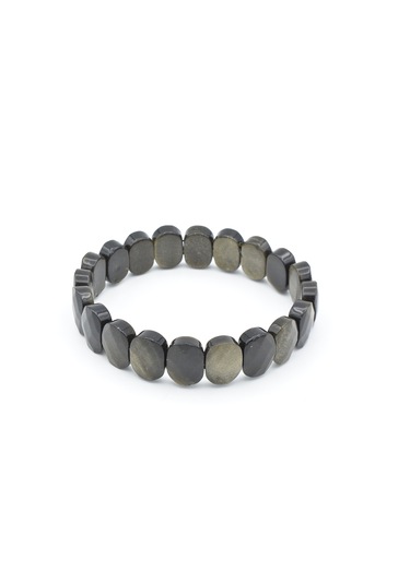 Hakiki Doğal Rainbow Obsidyen Taşı Bileklik Siyah