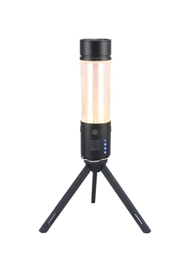 Springsun Usb Şarjlı Çok Modlu Led Kamp Lambası, Manyetik Tabanlı Ve Tripodlu Taşınabilir Çadır Feneri Siyah