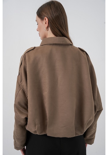 Kadın Oversize Süet Ceket 1055 - D.haki Haki