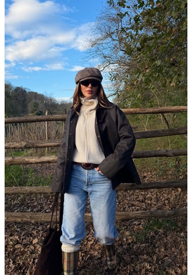 Kahverengi Kadife Ek Yaka Detaylı Mont - 5132 Kahverengi