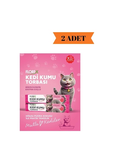 Florex Pudra Kokulu Kedi Kumu Torbası 82x50cm/ 7 Adet X 2 Adet