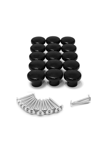 Smikov Mobilya İçin Evrensel Düğme Tipi Kulp 15 Adet 444211738 Siyah