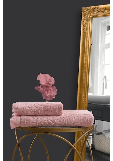 Varol Jacquard %100 Pamuk El Havlusu 50x90cm Pudra-50x90cm Pudra