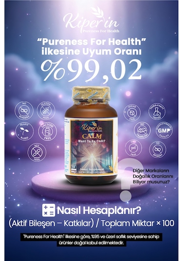 Kiperin Calm ''relax'' Passiflora, Safran, 5-htp, Valerian, ... 9 İçerik 30 Günlük Akıllı Gıda Takviyesi