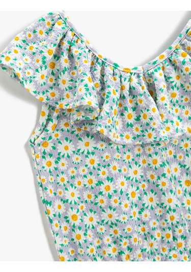 Çiçekli Kız Çocuk Crop Yeşil