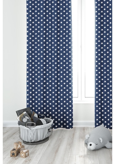Premier Home Yıldız Desenli Fon Perde Lacivert 170 Lacivert