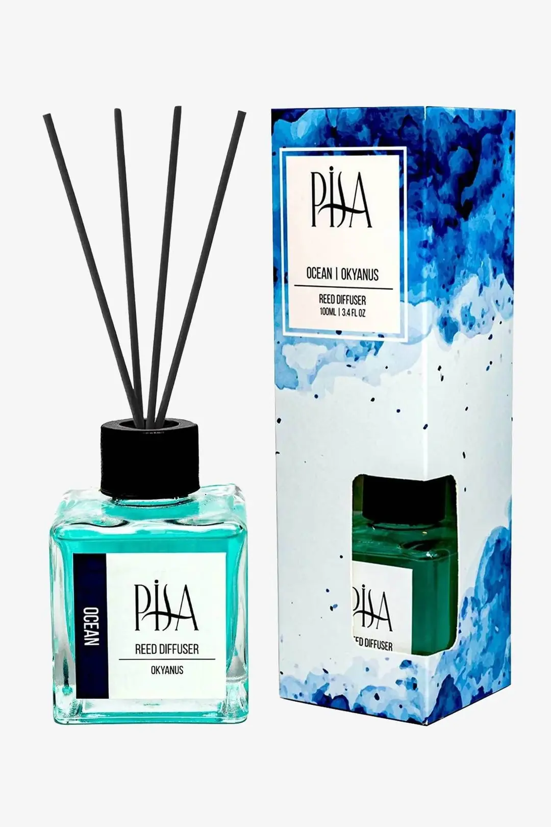 Pisa Okyanus Kokusu Çubuklu Oda Kokusu Ocean Reed Diffuser Amber - Okyanus - Pudra 100 ML