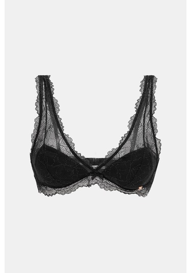 Roma Siyah Balensiz Dantelli Dolgusuz Üçgen Bralet Sütyen siyah