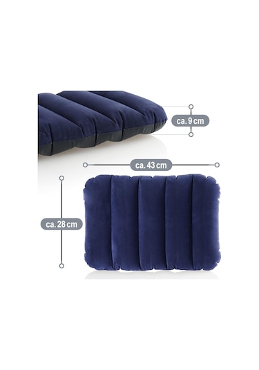 2 Adet Büyük Şişme Yastık Kamp Yastığı Seyahat Yastığı Şişme Kamp Lacivert