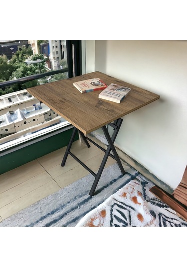 Modern Style Home Minderli Balkon Bahçe Mutfak Bistro Set Katlanır 4+1 Masa-sandalye Bordo