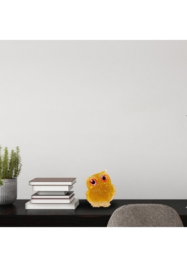 Lijinxu Magideal Baykuş Heykeli Hayvan Sevimli Reçine Masaüstü Sarı