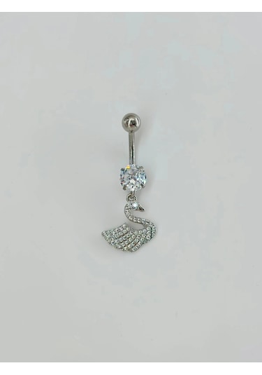 Kuğu Detaylı Göbek Piercing Çok Renkli