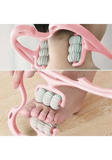 Çok Fonksiyonlu Manuel Altı Tekerlekli Boyun Masaj Aleti Beyaz