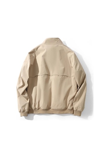 Düz Renk, Çok Yönlü Dik Yaka, Üç Geçirmez, Retro Sağlam Erkek Uçuş Ceketi Yeşil