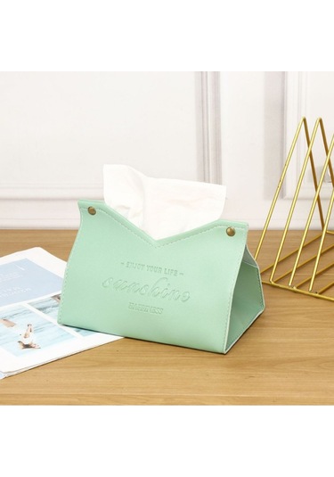 Kangvka Synthetic Deri Masa Peçeti Tutucu, Akıcı Tasarım İle Kolay Erişim, Ofis/ev İçin, Bej-renkli, 20x12.5 Cm Yeşil