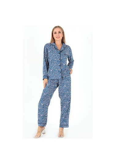 Doremi Papatya Desenli Uzun Kollu Kadın Pijama Takım Mavi-s-m mavi