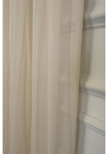 Murcia Dökümlü Tül Perde Pilesiz Krem