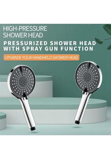 Siyah Yuvarlak 3 Fonksiyonlu El Duşu Ve Siyah Örgülü Hortum Seti Krom - Siyah