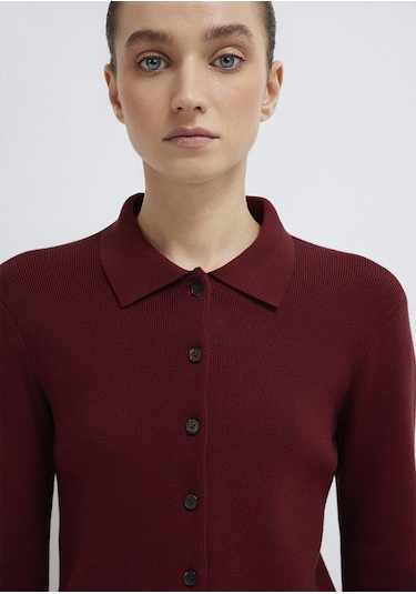 Mavi - Polo Yaka Bordo Hırka 1710586-70431 Bordo
