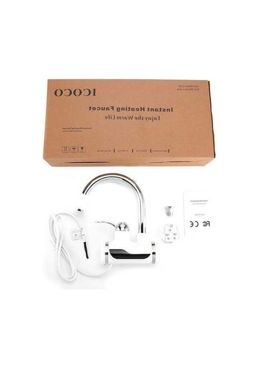 Bosphorusboutique02 Anında Tankless Elektrikli Sıcak Su Isıtıcı Mutfak Hızlı Isıtma Musluk Musluğu Beyaz - Krom