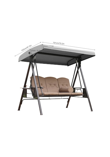 Vkemall Dış Mekan Masa Sehpası Kiremit Desenli Tahta Tabaklı Ahşap Sehpahane - Kahverengi