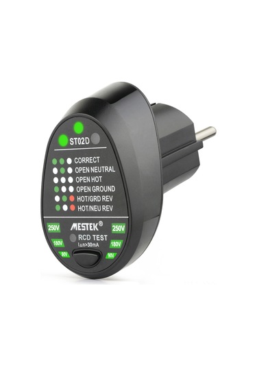 Geeksen Mestek St02d Büyük Avrupa Tipi Prizi Test Cihazı, Toprak-nötr-açık Tel Kontrolü, Rcd Akı Denetimi, Led Gösterge, Elektrikçi Testeri