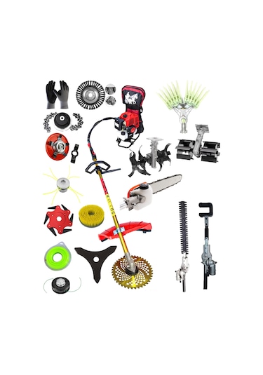 Ablacks Benzinli Sırt Tırpan Ultra Mega Lüks Bahçıvan Seti + 11 Li Çim Biçme Seti