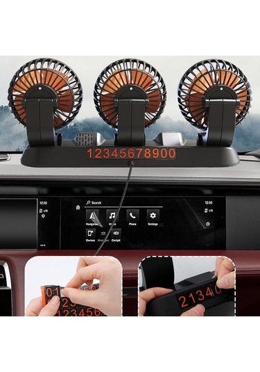 Youtek 12v Araba Fani, 3 Başlı, 2 Hızlı, 360 Dönebilen, Soğutucu, Kamyon-van-ulaşım Araçları İçin, Konum Numarası Dahil