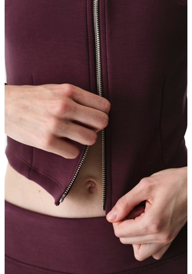 Penti Bordo Fermuarlı Bisiklet Yaka Modal Sweatshirt