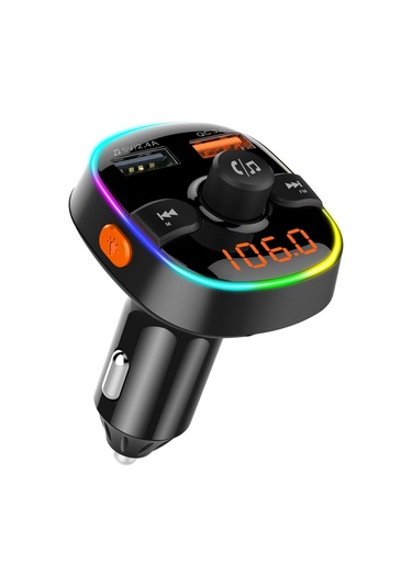 Bc52 Qc3.0 Hızlı Şarj Araba Renkli Atmosfer Işık Bluetooth Mp3 Çalar Fm Verici