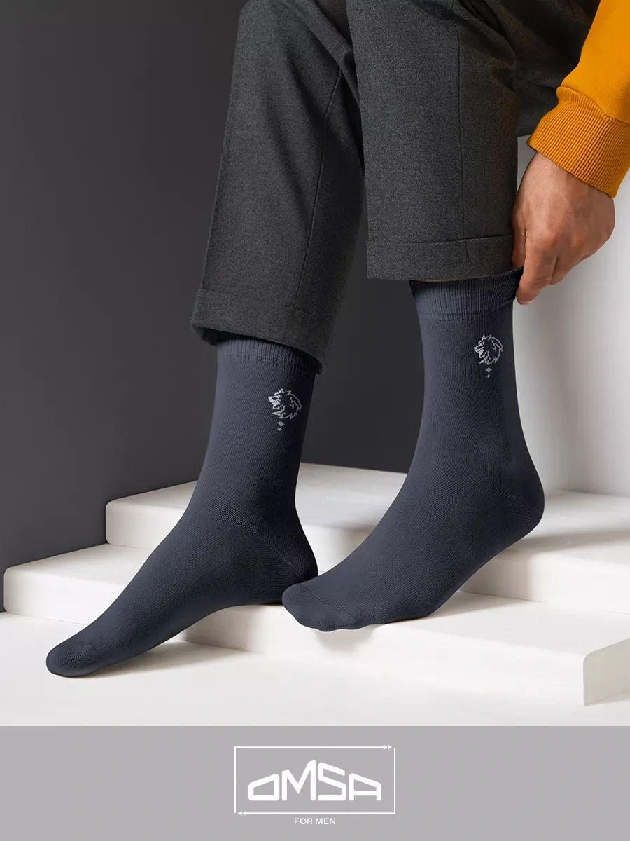 Omsa Desenli Yüksek Pamuklu Çoraplar 10 Çift 104323082 Koyu Gri