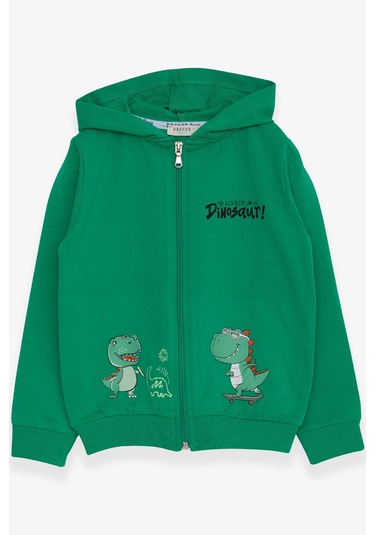 Breeze Erkek Çocuk Hırka Kaykaylı Dinozor Baskılı 1-4 Yaş, Yeşil