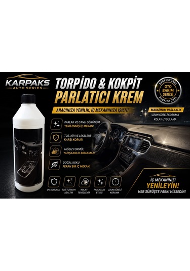 Karpaks Torpido & Kokpit Parlatıcı Krem 1 Lt Araç İçi Plastik Yenileyici