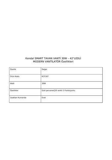 Gizli Kanat Ledli Ses Ve Kumanda Kontrollü Tavan Vantilatörü Beyaz Kcf307