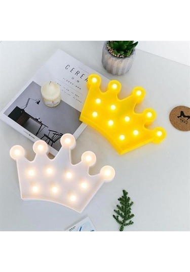 Seçkin Trend 3d Dekoratif Pilli Kraliçe Tacı Model Led Masa Ve Gece Lambası Çok Renkli