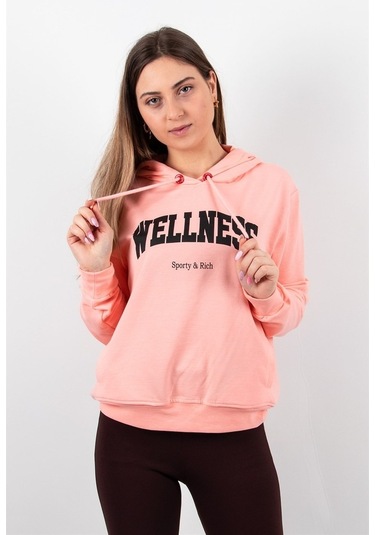 Kadın 2 Iplik Kapüşonlu Sweatshirt Pembe