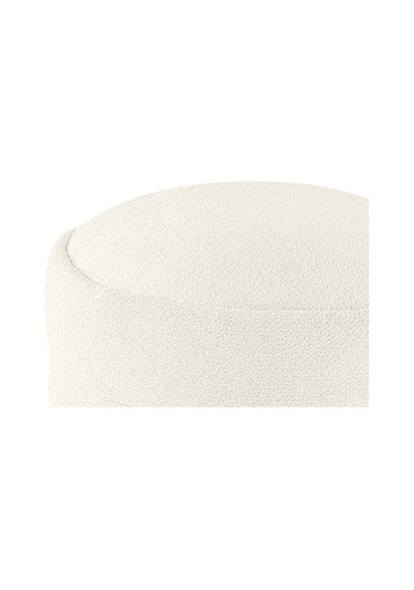 Gazzini Furniture Diana Slim Line Luxury Havlu Kumaş Silindir Dekoratif Makyaj Masası Puf Beyaz