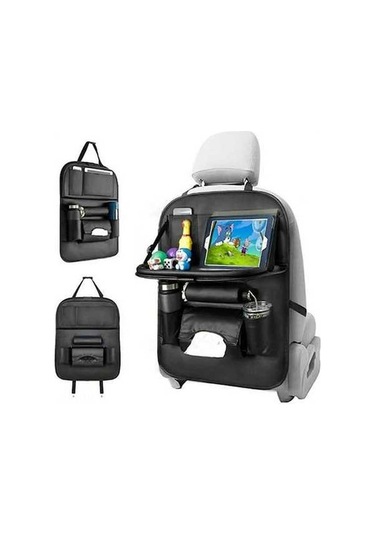 Novahub Katlanabilir Araç Koltuğu Depolama Çantası - Pu Deri, İpad Tutucu, Bardaklık, 3.3kg Taşıma Kapasitesi - Uzun Yol İçin Mükemmel