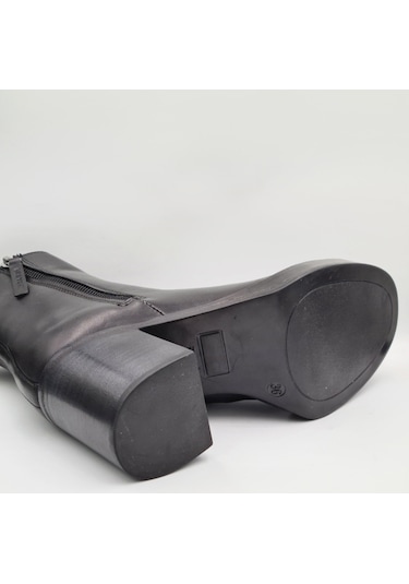 Greyder 35292 5k Siyah Hakiki Deri Kalın Topuklu 7cm Kadın Ankle Bot Siyah